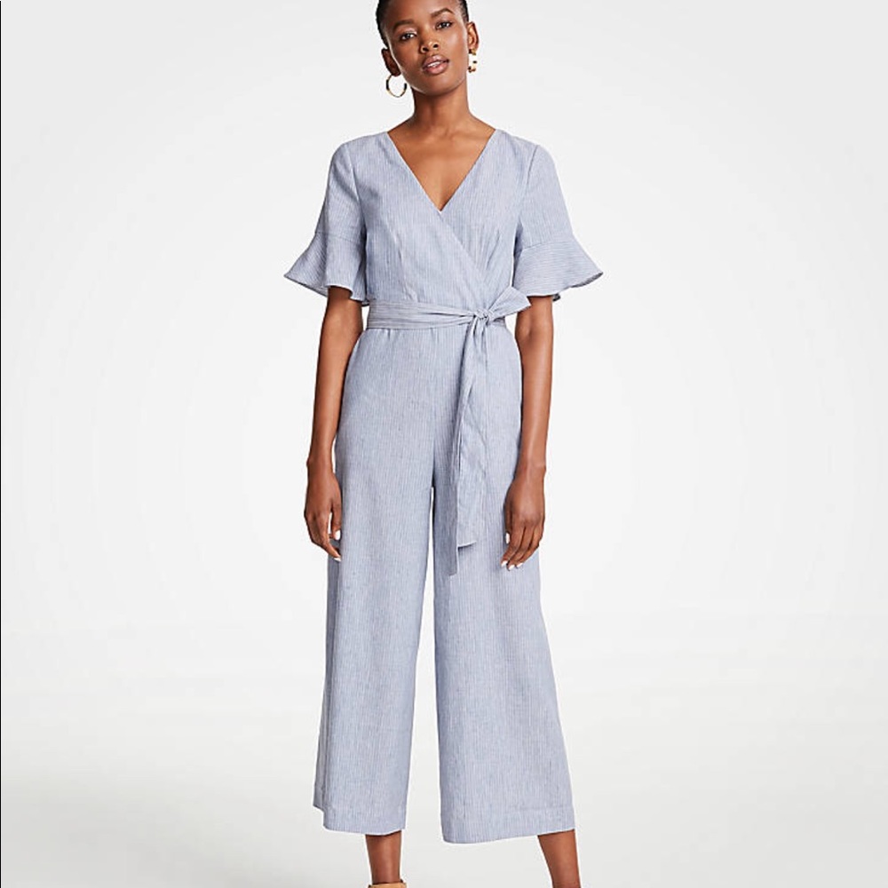 Ann Taylor FLUTED SLEEVE LINEN BLEND JUMPSUIT